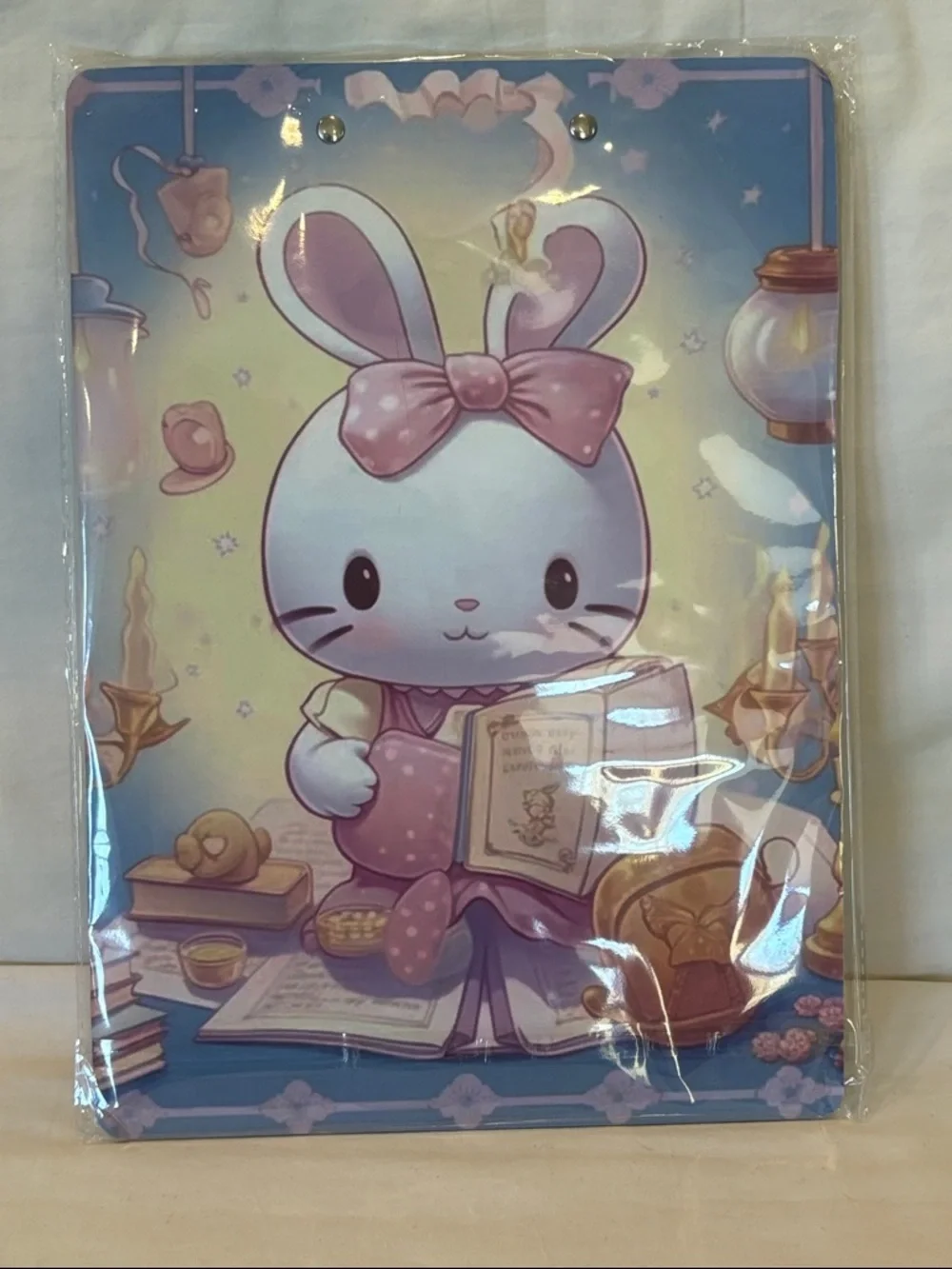 Cute Bunny Clipboard with Pastel Pink Bow